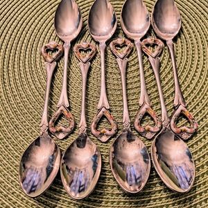 Set of Heart Handle Silver Spoons